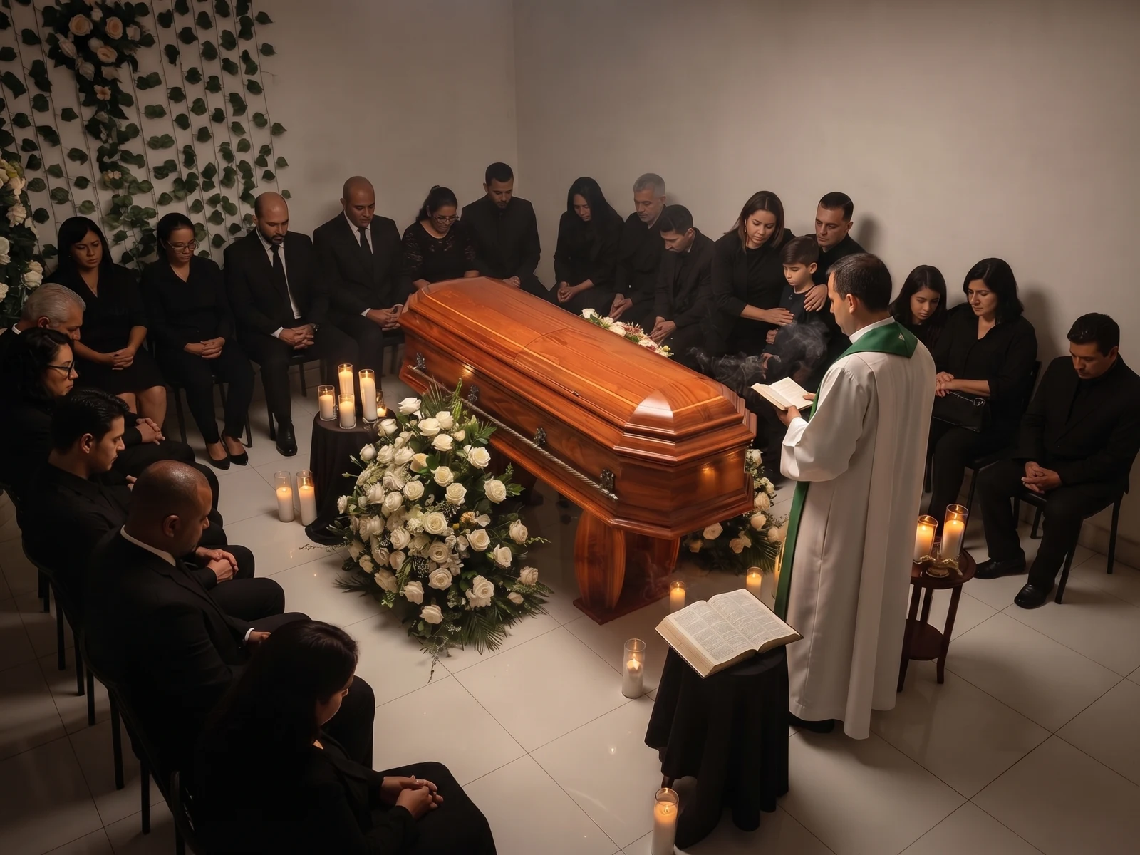 Familia reunida en una ceremonia de despedida